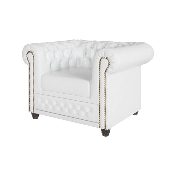 Bijela fotelja od imitacije kože York - Ropez