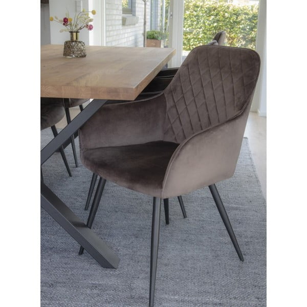 Svjetlo smeđe podstavljene blagovaonske stolice u setu s naslonima za ruke 2 kom Harbo – House Nordic-image-1