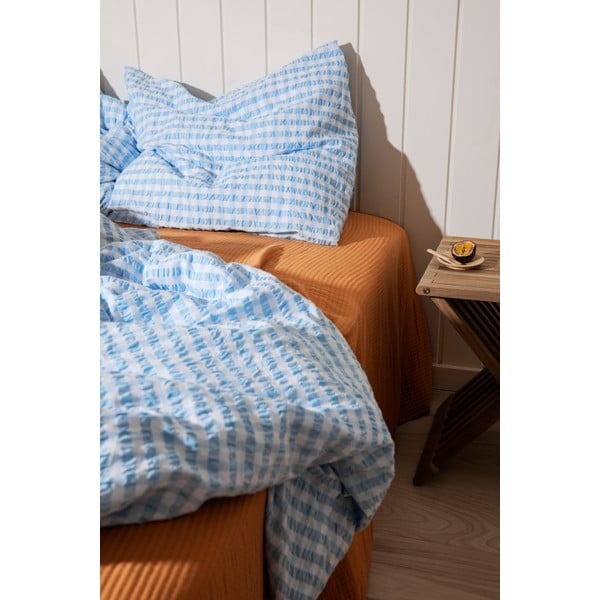 Bijelo-svijetlo plava posteljina za krevet za jednu osobu od krepa 140x200 cm Bæk&Bølge – JUNA-image-4