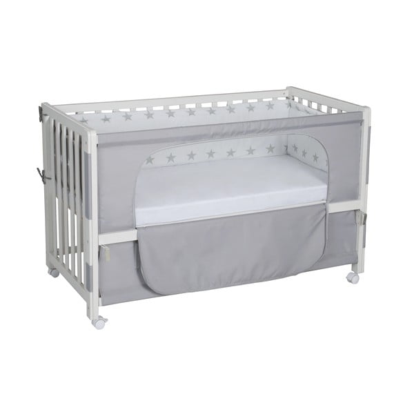 Bijeli dječji krevet na kotačićima/s baldihanom 60x120 cm Little stars – Roba-image-2