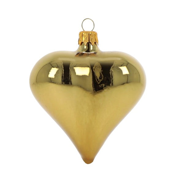 Set od 3 staklena božićna ukrasa u obliku srca u zlatnoj boji Ego Dekor