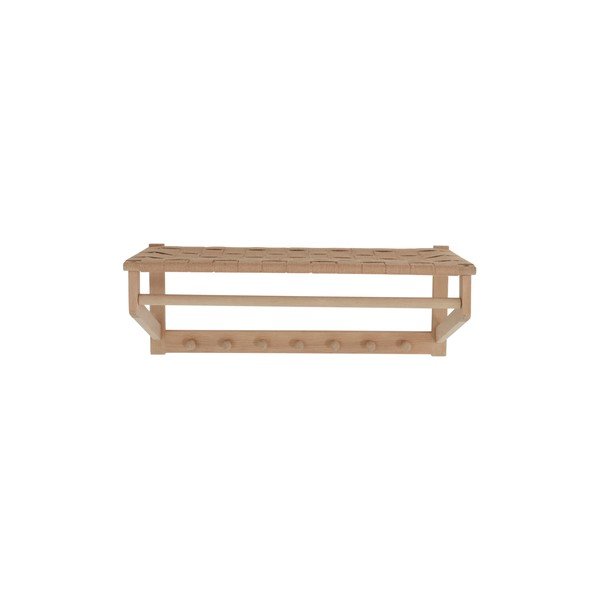 Zidna vješalica od punog hrasta u prirodnoj boji s policom 80 cm Oslo – Jotex-image-3