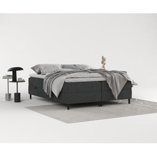 Tamno sivi boxspring krevet s prostorom za pohranu 140x200 cm Malte – Maison de Rêve