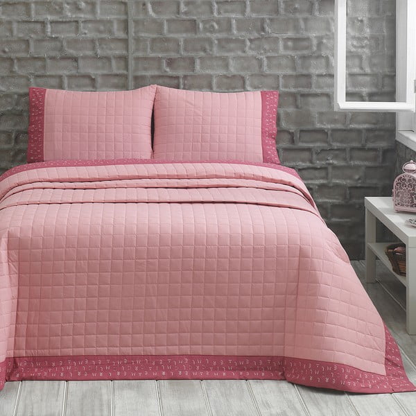 Karirana s jastucima Jolly, 240x250 cm, roza
