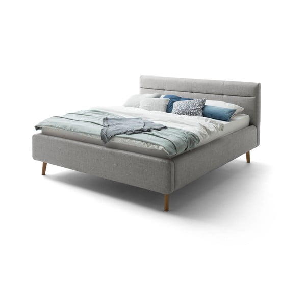 Sivi tapecirani bračni krevet s prostorom za odlaganje s podnicom 160x200 cm Lotte - Meise Möbel