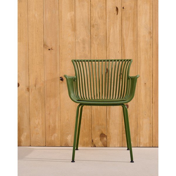 Tamno zelena metalna vrtna stolica Surpika – Kave Home-image-1