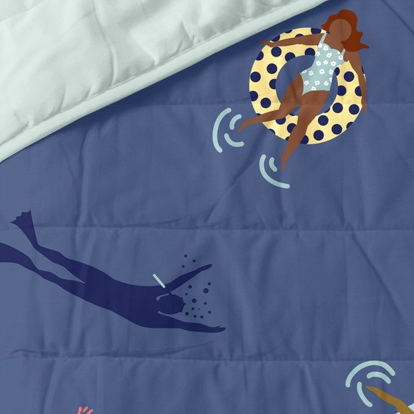 Plavi prošiveni prekrivač 180x260 cm Sea party – Aware-image-3