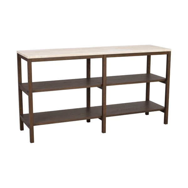 Smeđe-bež konzolni stol s kamenom pločom 140x40 cm Orwel - Rowico-image-3