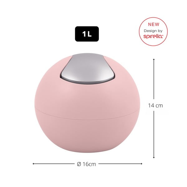 Ružičasta plastična kanta za smeće 1 l   Bowl Matt – Spirella-image-1