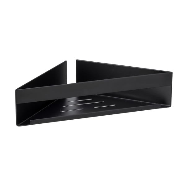 Mat crna samoljepljiva kupaonska polica od nehrđajućeg čelika kutna Genova – Wenko