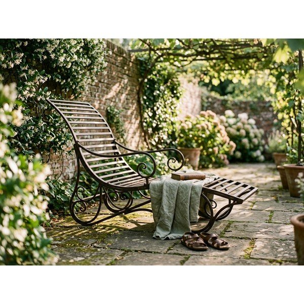 Tamno smeđa metalna vrtna ležaljka Kuwa – Garden Pleasure-image-1