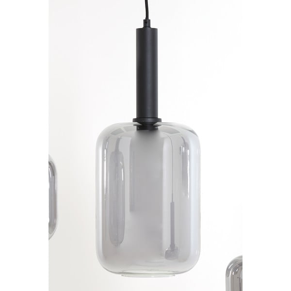 Crna stropna svjetiljka sa staklenim sjenilom 100x22 cm Lekar - Light & Living-image-2