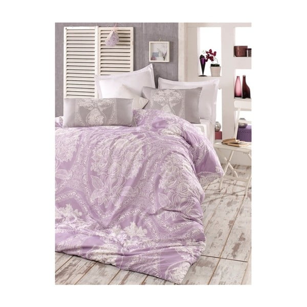 Ljubičasta posteljina za bračni krevet Lili, 200 x 220 cm