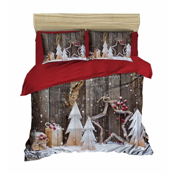Set plahti i plahti za bračni krevet Božićno drvo, 200 x 220 cm