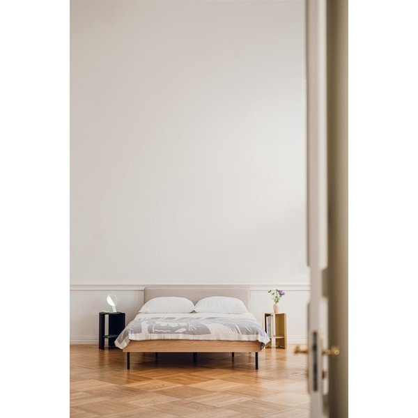 Tapecirani/od iverice bračni krevet u dekoru hrasta s podnicom 160x200 cm u prirodnoj boji Streiko – noo.ma-image-3