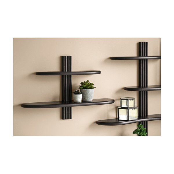 Crna polica s više razina od punog hrasta 65 cm Aliano – House Nordic-image-1