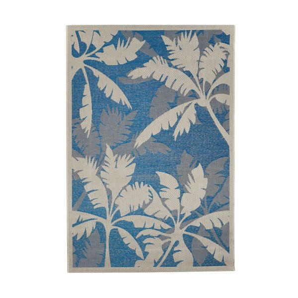 Plavo-sivi vanjski tepih Floorita Palms, 135 x 190 cm