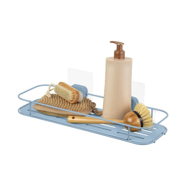 Svijetlo plava metalna samoljepljiva kupaonska polica Grena – Compactor-image-3