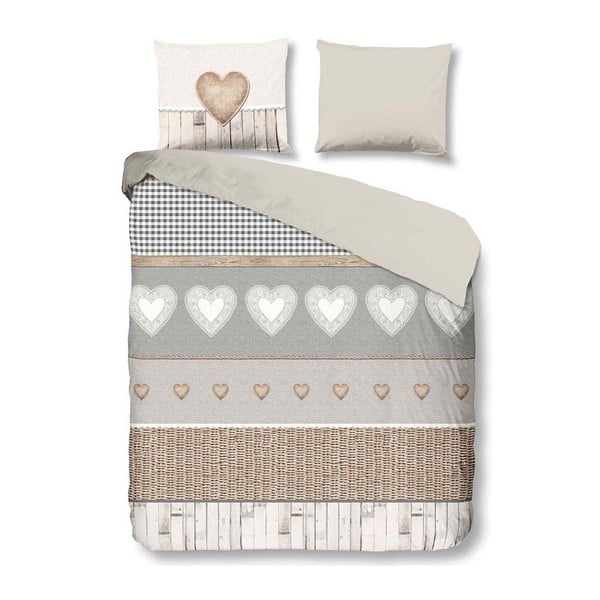 Siva pamučna posteljina za bračni krevet Good Morning Chalet, 200 x 200 cm