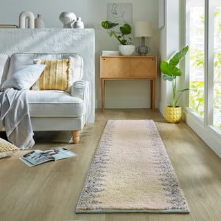 Siva/krem ručno rađena staza od mješavine vune 60x230 cm Minerals Border – Flair Rugs