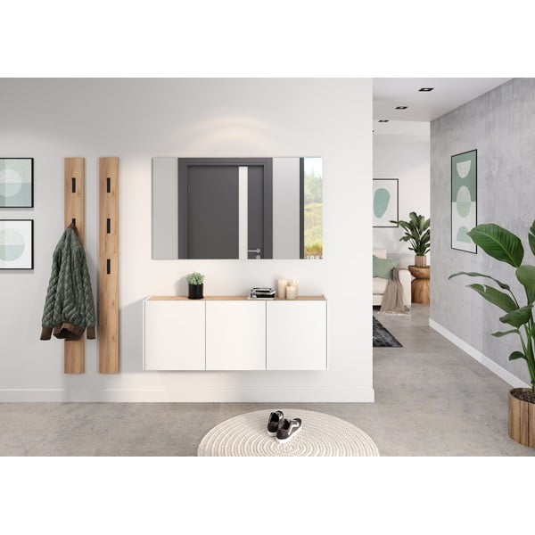 Bijeli viseći ormarić u dekoru hrasta 138x52x25 cm Libbiano – Germania-image-1