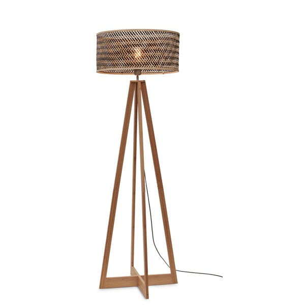Crna/u prirodnoj boji stojeća svjetiljka s bambusovim sjenilom (visina 145 cm) Java – Good&Mojo