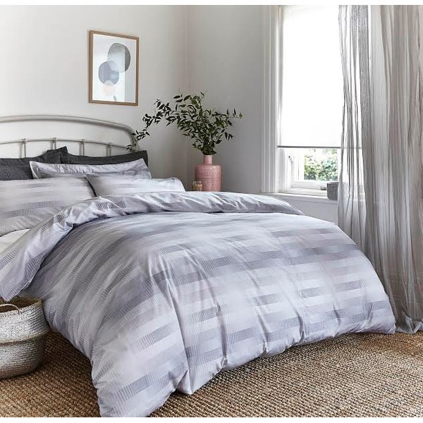 Siva posteljina Bianca Stripe Cotton, 200 x 200 cm