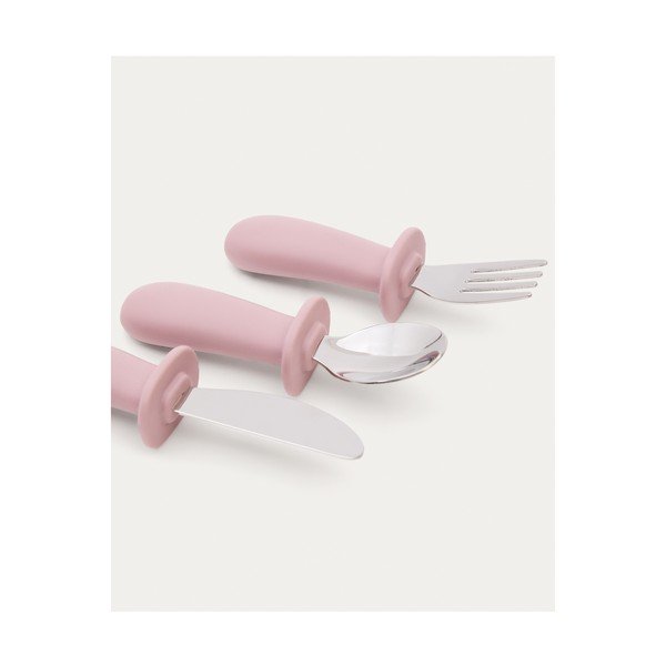 Ružičasti plastičan/silikonski dječji pribor za jelo 3 kom Lili – Kave Home-image-4