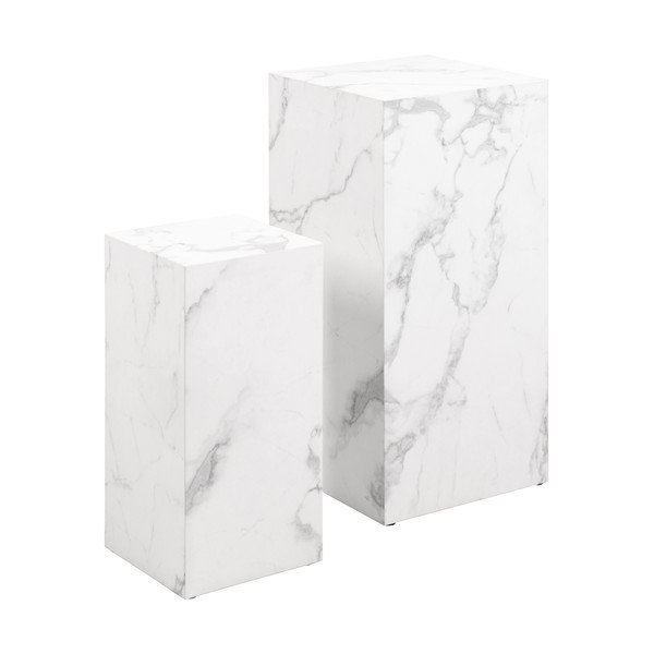 Bijeli stolići za kavu u setu 2 kom u mramornom dekoru 35x35 cm Dice – Actona-image-2