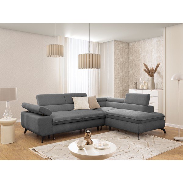 Siva kutna garnitura od šenila (s desnim kutom/u obliku slova L) Marbeya  – Ropez-image-1