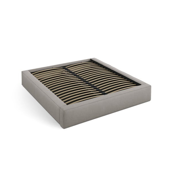 Svijetlo sivi tapecirani bračni krevet s prostorom za odlaganje s podnicom 140x200 cm Simon Darren – Micadoni -image-2