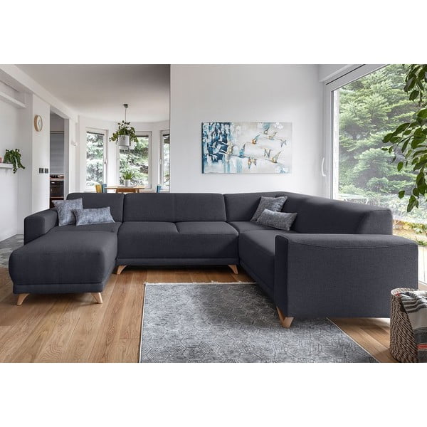 Antracitno siva sklopiva/s prostorom za odlaganje kutna garnitura (s desnim kutom/u obliku slova "U") Classy Sophie – Miuform-image-1