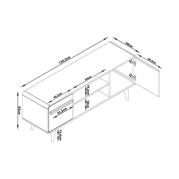 Crna TV komoda u dekoru hrasta 140x53 cm Chantal - Støraa-image-4