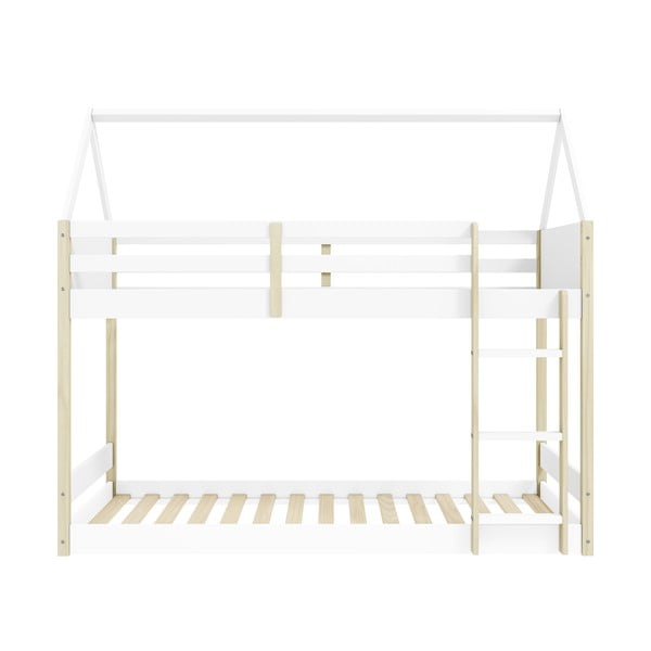 Bijeli/u prirodnoj boji dječji krevet u obliku kućice/na kat 90x190 cm Valka – Marckeric-image-3