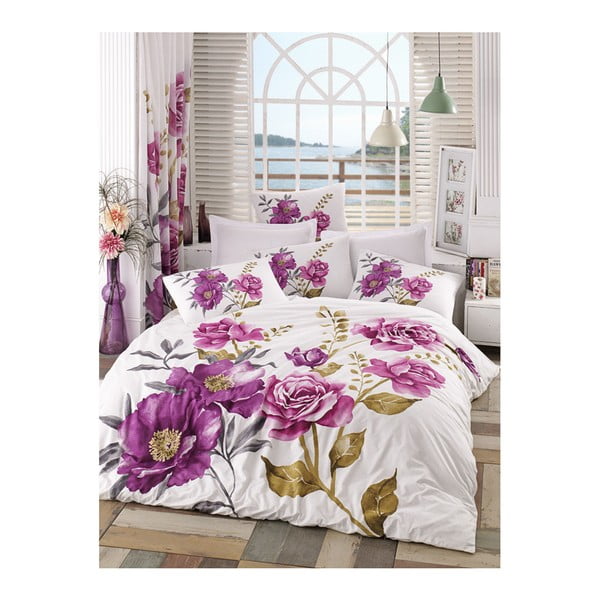 Ružičasta bračna posteljina s plahtama Celina, 200 x 220 cm