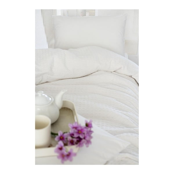 Bijeli pamučni prekrivač za poplun za bračni krevet Pure, 200 x 240 cm
