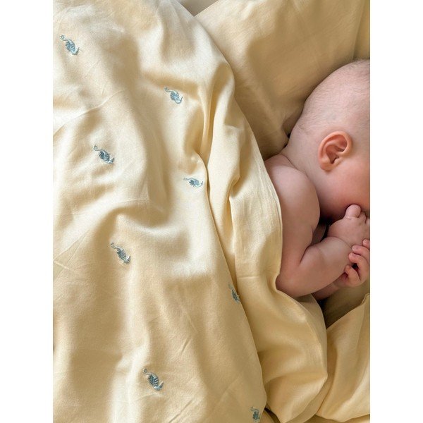 Svijetlo žuta dječja posteljina za dječji krevetić od organskog pamuka 70x100 cm Sea Garden – Cam Cam Copenhagen-image-3