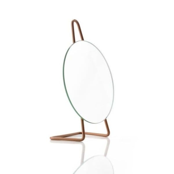 Samostojeće čelično kozmetičko ogledalo u boji jantara Zone A-Mirror Amber, ø 31 cm