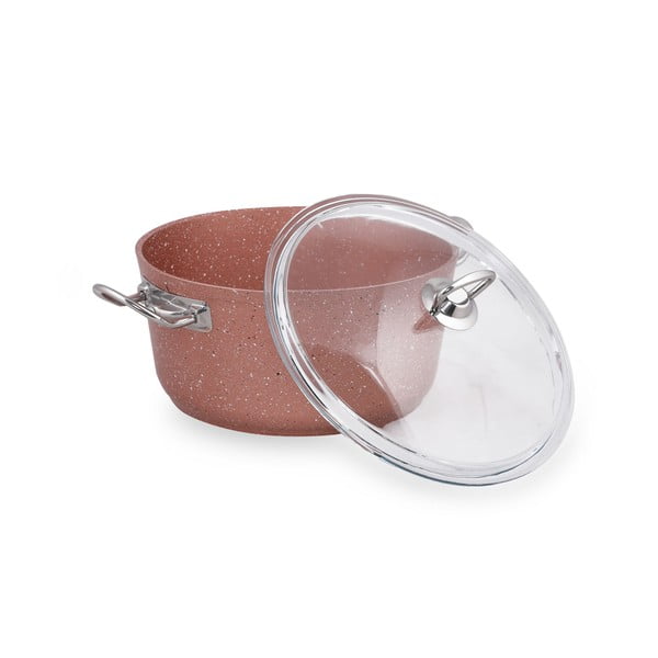 Ružičasti aluminijski lonac s poklopcem Güral Porselen Classic, ø 24 cm-image-3