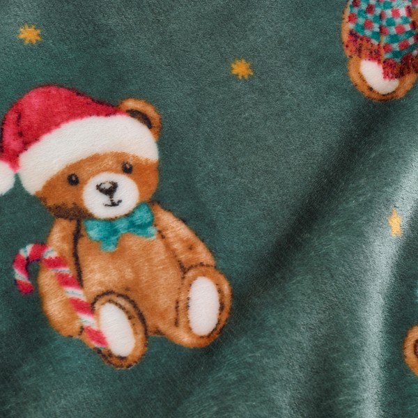 Tamno zelena deka s božićnim motivom 170x130 cm Christmas Tartan Teddy Bear – Catherine Lansfield-image-3