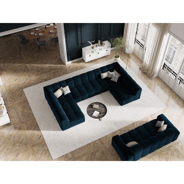 Tamnoplava baršunasta sofa 222 cm Kendal - Micadoni Home-image-1