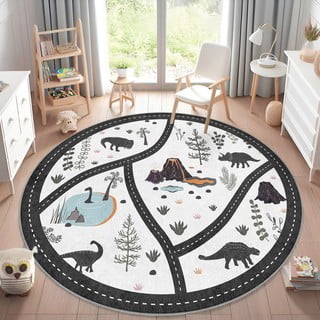 Crno-bijeli perivi dječji tepih za igru ø100 cm Dino Park – Mila Home
