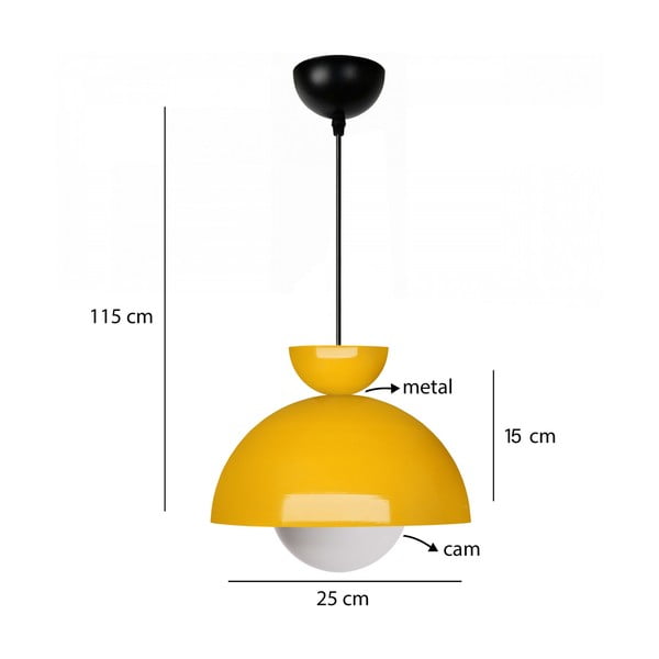 Žuta  viseća svjetiljka s metalnim sjenilom ø 25 cm Arta – Opviq lights-image-2