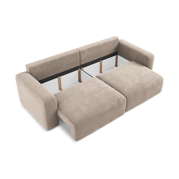 Bež sklopiva/s prostorom za odlaganje sofa od šenila 252 cm Kona – Makamii-image-4
