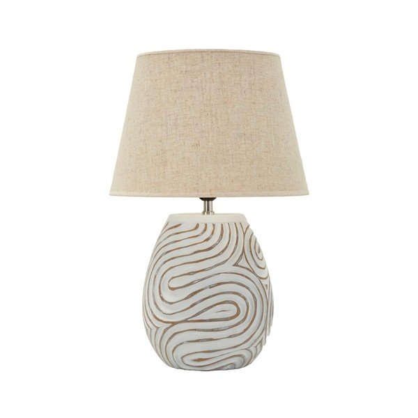 Krem stolna lampa od polyresina s tekstilnim sjenilom (visina 55 cm) Oblix – Mauro Ferretti
