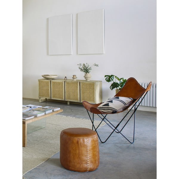 Konjak smeđi kožni puf Kave Home Cesia-image-4