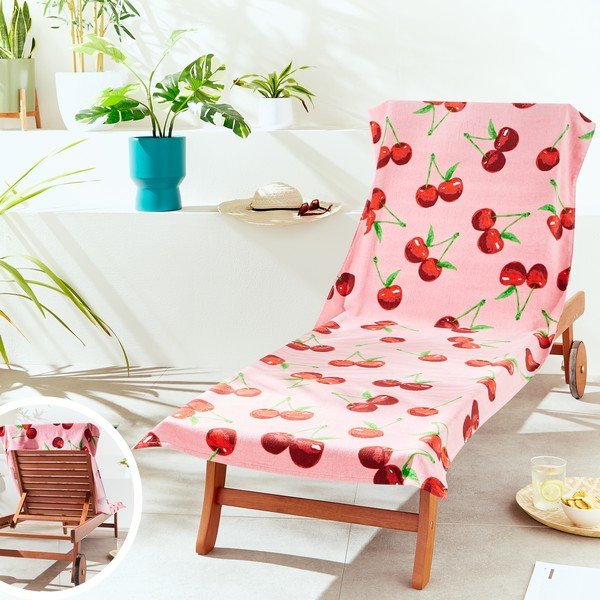 Ružičasti pamučan ručnik za plažu 78x200 cm Cherries – Catherine Lansfield-image-4