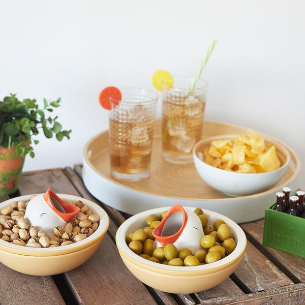 Žuta /bijela keramička zdjelica za posluživanje 250 ml Hungry Bird – Balvi-image-1