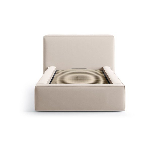 Bež tapecirani krevet s prostorom za odlaganje s podnicom 90x200 cm Jodie – Micadoni -image-3