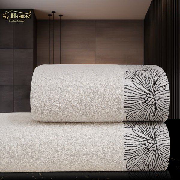 Pamučan ručnik od frotira boje slonovače 50x100 cm Valencia – My House-image-1